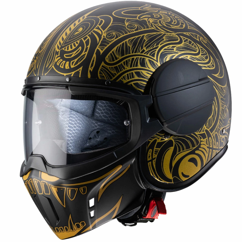 Fibra Casco Caberg Ghost Maori Nero Opaco Oro 1 Fibra Casco Caberg Ghost Maori Nero Opaco Oro