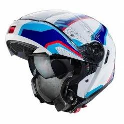 Fibra Casco Modulare Caberg Levo Sonar Bianco Blu Rosso